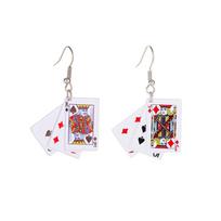 Kūrybiški pokerio auskarai moterims, žaidimo kortų modeliavimo auskarai 1 pair