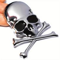 3D metalinė kaukolė, skeletas, kryžius, automobilis, motociklas, lipdukas, sunkvežimis, etiketė, ženklelis, automobilio stiliaus puošmena 1pcs pilka