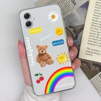 Cover For Samsung A15 A05 A35 A55 5G S23 FE S24 Plus Ultra Phone Cases Cute Bear Rainbow Clear TPU Silicone Shockproof Fashion Bumper For Galaxy Capas Samsung M34 5G