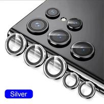 Prabangus fotoaparato apsauginis stiklas, skirtas Samsung Galaxy S24 S23 S22 Ultra Plus galinis objektyvo dangtelis Grūdinto stiklo dangtelio apsaugos priedai For Samsung S24 sidabras