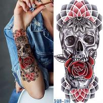 1 vnt. 210*114 mm Juodojo miško tatuiruotės lipdukas vyrams, moterims, vaikams, tigro vilko mirties kaukolės laikina tatuiruotė netikra chna skeletas, karaliaus gyvūno tatuiruotė XQB-180