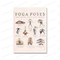 Gyvūnai Drugelių Rūšys Joga Pozos Plakatai Meditacija Retro Sienos Menas Vintažinis Drobės Tapybos Spaudinys Svetainei Namų Dekoras 21x30cm No Framed bordinė