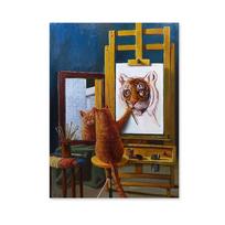 Juokingi Kačių Saviportreto Plakatai Spaudiniai Modernus Gyvūno Drobės Tapyba Sienos Meno Paveikslai Svetainei Namų Dekoras Cuadros 21x30cm No Framed
