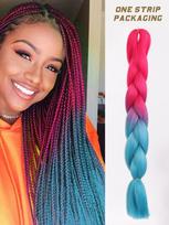 Sintetiniai 32 colių Ombre spalvos sintetiniai plaukų pynimai, iš anksto ištempti Jumbo Braiding plaukų priauginimai, skirti kasdieniam naudojimui „pasidaryk pats“ 32inch black