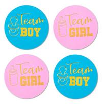 24Pcs/Set Team Boy Team Girl Stickers Boy Or Girl Vote Sticker For Gender Reveal 4cm