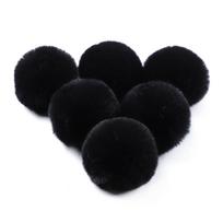 6 vnt Triušio dirbtiniai kailiukai Pom Pom 8-10 cm dirbtiniai pliušiniai pūkuoti pomponų rutuliukai raktų pakabukai kepuraitės pirštinės Charms DIY siuvimo reikmenys 6PCS juoda
