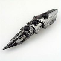 1 vnt. Mados vyriškas pankroko stiliaus žiedas, gyvūno kaukolės ilgas piršto žiedas Adjustable Opening gray