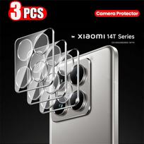 3 vnt Xiaomi 14T/ 14T Pro HD Clear dviejų sluoksnių objektyvo kameros grūdinto stiklo apsauginis dėklas, skirtas Xiaomi Mi14T Mi 14T 14TPro dangteliui For Xiaomi 14T balta