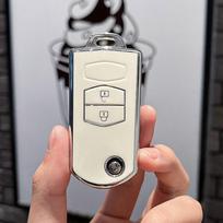 2/3 mygtuko TPU automobilio rakto dėklas Dangtelis Korpusas Raktų pakabuko laikiklis Beraktis Mazda Demio 2 3 5 6 M3 M5 M6 CX-5 CX7 CX9 RX8 MX5 MPV 2Button balta