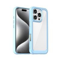 For iPhone 16 Pro Max Case For iPhone 16 Pro Cover Shockproof Colorful Soft Edge Silicone Transparent Bumper For iPhone 16 Plus For iPhone 16 ProMax šviesiai mėlyna spalva