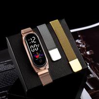Innovative LED Student Waterproof Watch with Colorful Milanese Alloy Strap and Touchscreen. auksas