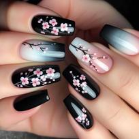 Press On Nail Full Cover Acrylic Nail Full Cover Glossy Stick on Nail for Women Girls Valentines Nail Art 24Pcs