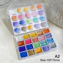 24 spalvų nagų kietas pigmentas Aurora perlamutrinis nagų dailės akvarelinis metalinis paletės dažas piešti chromo chameleono pudra nagų rinkinys gradiento A2