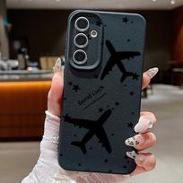 For Samsung S25 S24 FE S23 Ultra S22 A56 A36 A16 A15 A55 Phone Case Airplane Pattern Soft Slim Shockproof Matte TPU Leather Texture Back Cover Samsung S25 juoda