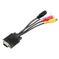 Universalus VGA į Video TV išvesties S-Video AV ir 3 RCA moteriškas keitiklio laido adapteris One Size