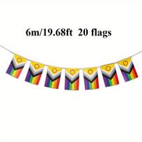 Įtraukianti intersekualus vaivorykštės vėliavėlių girlianda Gėjų pasididžiavimas LGBT vakarėlio dekoracijos 6m(19.68ft)