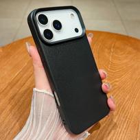Plonas dėklas iPhone 17 16 Pro Max, minkštas silikoninis dangtelis iPhone 14 15 Pro Max, iPhone 13 12 11 16e, smūgiams atsparus TPU odos tekstūros dėklas-dangtelis iPhone 17 juoda