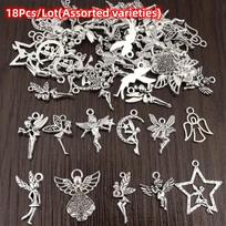 18/48 vnt./partija Sidabriniai angelų pakabukai rankų darbo auskarams, karoliukams, apyrankėms, dekoratyviniai papuošalų gamybos reikmenys 18Pcs/Lot gray