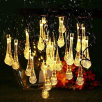 Vandens lašeliai saulės šviesos stygos, vandeniui atsparios lauko 6M 30LED saulės girliandos lempos dekoravimas Kalėdų vestuvių vakarėlio sodas 1.5M 10LED-warm