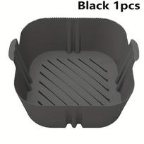 Silikoninės oro gruzdintuvės orkaitės kepimo padėklas Daugkartinis Airfryer silikoninis krepšelis pica kepta vištiena Airfryer keptuvės įdėklas juoda