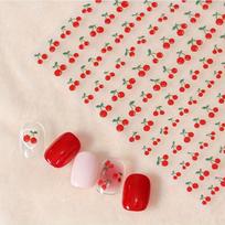1 Sheet Fruit Design Nail Art Stickers, Self Adhesive Cherry Nail Art Decals For Nail Art Decoration, Nail Art Supplies For Women And Girls beige
