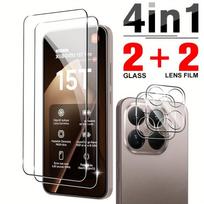 2+2 vnt. 4IN1 Xiaomi 15T/ 15T Pro grūdinto stiklo ekrano apsauga + grūdinto stiklo fotoaparato objektyvo apsauga 9H plėvelė 4 vnt. Xiaomi 15T Pro balta