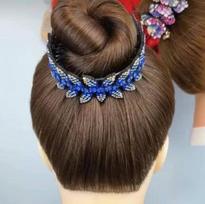 Ball Head Hair Accessories Resin Olive Leaf Hair Reel, Headgear Women's Hairpin, Professional Head Flower Twist Clip Full Diamond Ponytail Buckle mėlyna