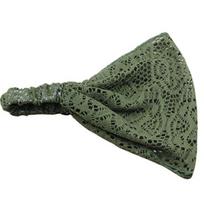 Mergaičių mados elastingas platus nėriniuotas galvos apdangalas Turbanas Galvos apvyniojimas Bandanas plaukų juosta armijos žalia spalva