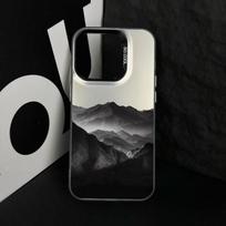 Tamsios kalvos sidabrinis telefono dėklas, skirtas Apple 17/16/15pro, 14pro, 14promax, 13/12. iPhone 15 Pro