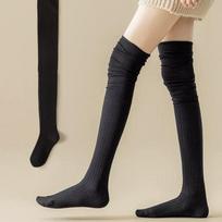Knee-high Socks, Women's Autumn and Winter Thigh-high Socks, Black Long-leg Socks, Knee Pads, Thigh Socks, Boots - A Bunch of Versatile Options 1 pair juoda