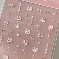 Phone Lens Sticker: Pink Cute Rabbit Bow 3D Nail Art Film for Tablets Pink Rabbit [1 piece]