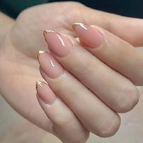24Pcs Gold Edge Press On Nail French Manicure Set Almond Shape Artificial Nail For Valentine Party Women Decoration 1 brown