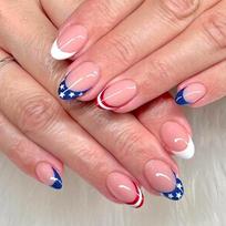 Independence Day Press on Nail French Tips Fake Nail 4th of July Patriotic False Nail Full Cover Design Acrylic Nail 1