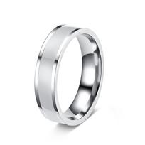 Cross 6mm Black & White Titanium Steel Couple Rings - Simple Design Size 7