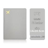 Multi-Color Multi-Functional Passport Holder with Custom Logo – PU Leather Travel Document Cover pilka spalva