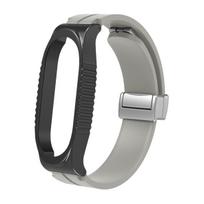 Foldable Magnetic Silicone Strap for Xiaomi Mi Band 3-8 Mi 8 with Transparent Case šviesiai pilka spalva