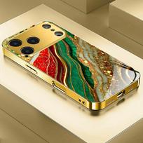 Aukščiausios klasės paauksuoto rašto aukso metalo dažų stiklinis telefono dėklas, skirtas iPhone 17 Pro Max 15 Plus 16 Pro 11 12 13 14 17 Air 16E Dangtelis iPhone 14 Pro black
