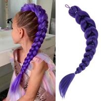 Violetinė uodegos priauginimo juosta su blizgučiais, plaukų gumytė moterims, 26 coliai, apvyniojama, ilga sintetinė kasa 65CM