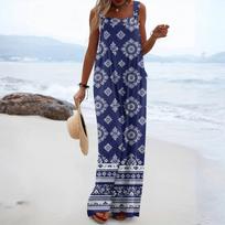 Women's Pants Jumpsuit  Fashion Casual  Side Pockets Floral Print Jumpsuit S tamsiai mėlyna