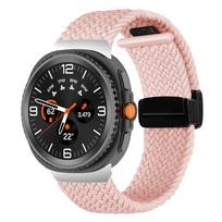 No Gaps Nylon Magnetic Sport Strap for For Samsung Galaxy Watch8 44mm 40mm Band For Samsung 8 Classic 46mm Braided Loop Bracelet Watch8 40-44-46mm rožinė