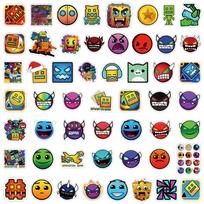 Geometry Dash Grafiti Lipdukai (50 lapų): Puikiai tinka automobiliams, bagažui ir paspirtukams