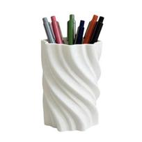 3D Printed Pen Holder Modern Spiral Twist Pen Holder 2-in-1 Desk Organizer Vase for Office Living Room Decor balta
