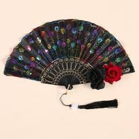 Handheld Spanish Handheld Fan Sequin Decorated Flamenco Dance Fan New Gothic Dance Fan Style 5
