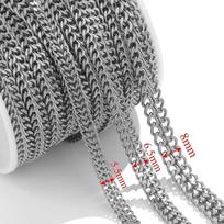 5.5mm Width Stainless Steel Cuban Chain 6.5mm Width Bulk Chains  DIY Necklace Making 5.5mm sidabras
