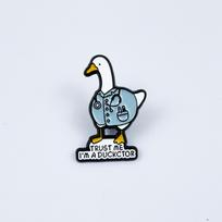 Cartoon Golden Retriever and Goose Alloy Brooch