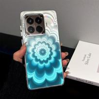 Case for Xiaomi 15T Pro Iridescent Gradient Floral Clear Case,Shockproof Camera Lens Protection Xiaomi 15T Pro mėlyna