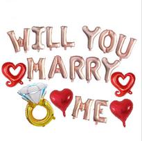 Custom Rose Gold Heart Diamond Ring Will You Marry Me Letter Foil Balloons Garland Photo Props for Wedding Proposal Party Decor sidabras