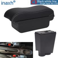 For Fiat 500 Armrest Box For FIAT 500 Car Armrest 2000-2011 Auto Storage Box Dedicated Retrofit parts Interior Car Accessories C3 Black white NOUSB