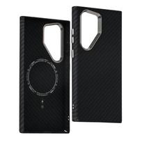For Samsung S25 S23 S24 Ultra Plus Carbon Fibre Relief MagSafe Phone Case Wireless Charging PC Shockproof Cover For Galaxy S25+ For Galaxy S24 Ultra