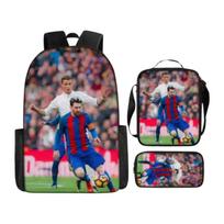 Casual Backpack Large Capacity School Bag with Pencil Case and Lunch Bag Set Featuring Soccer Ball Print Durable Material Comfortable Straps One Size